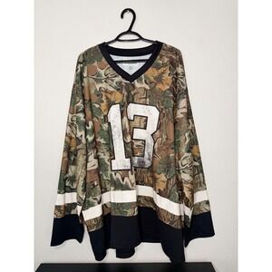 No Boundaries Mens Camo Hockey Jersey Long Sleeve Number 13 Green Brown 4XL NEW